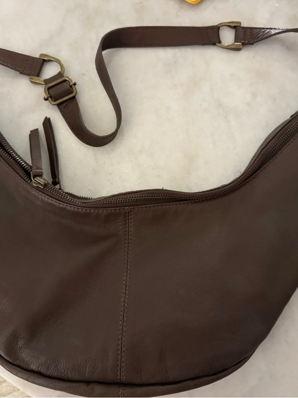 Free People Idle Hands Sling bag,Leather Crossbody Espresso Brown Adjustable New - Picture 11 of 15